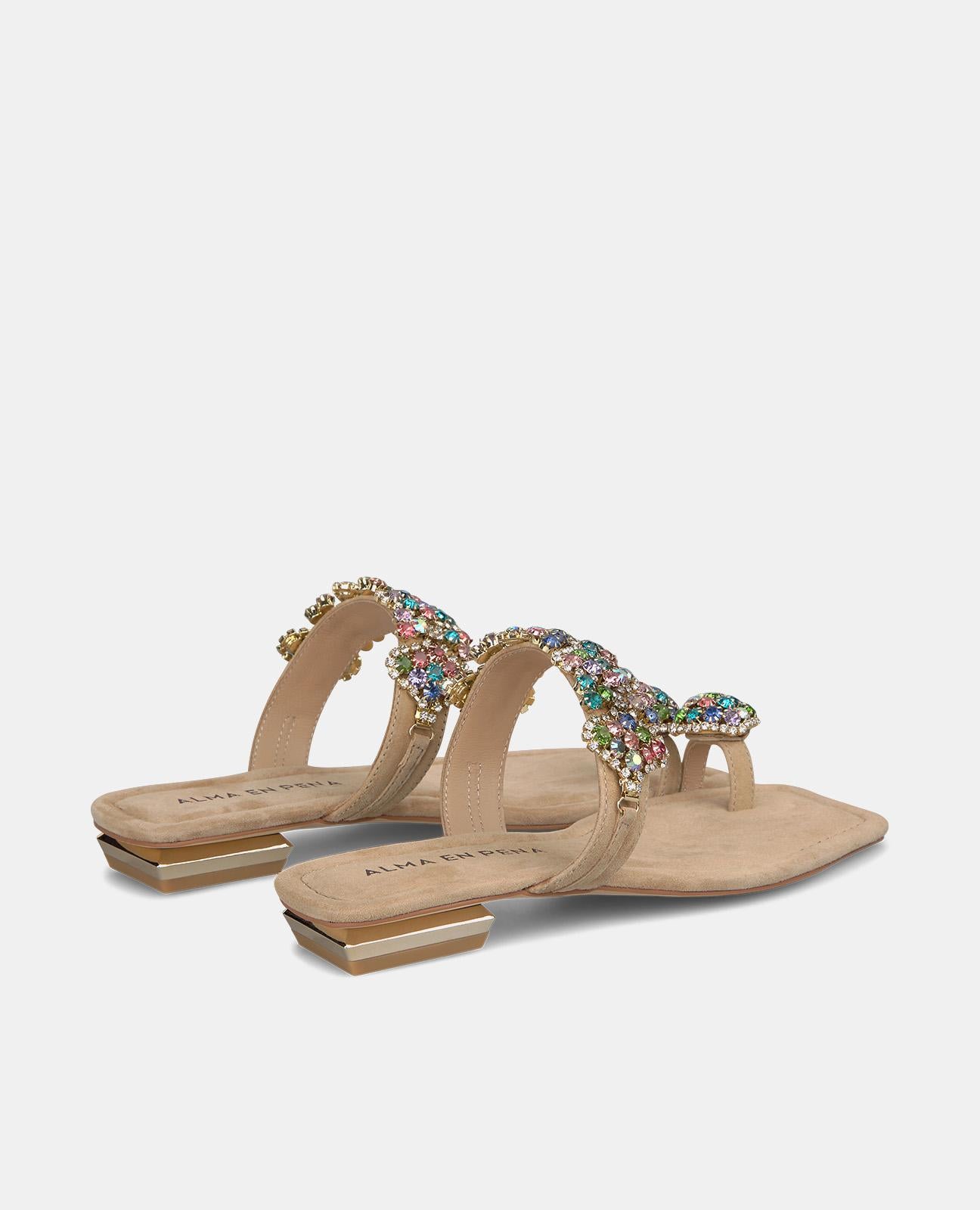 Alma en pena SANDALIA PLANA DEDO PEDRERÍA Gran oferta