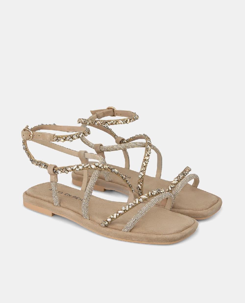 Alma en pena SANDALIA PLANA PEDRERÍA ENTRELAZADA Rebajas online
