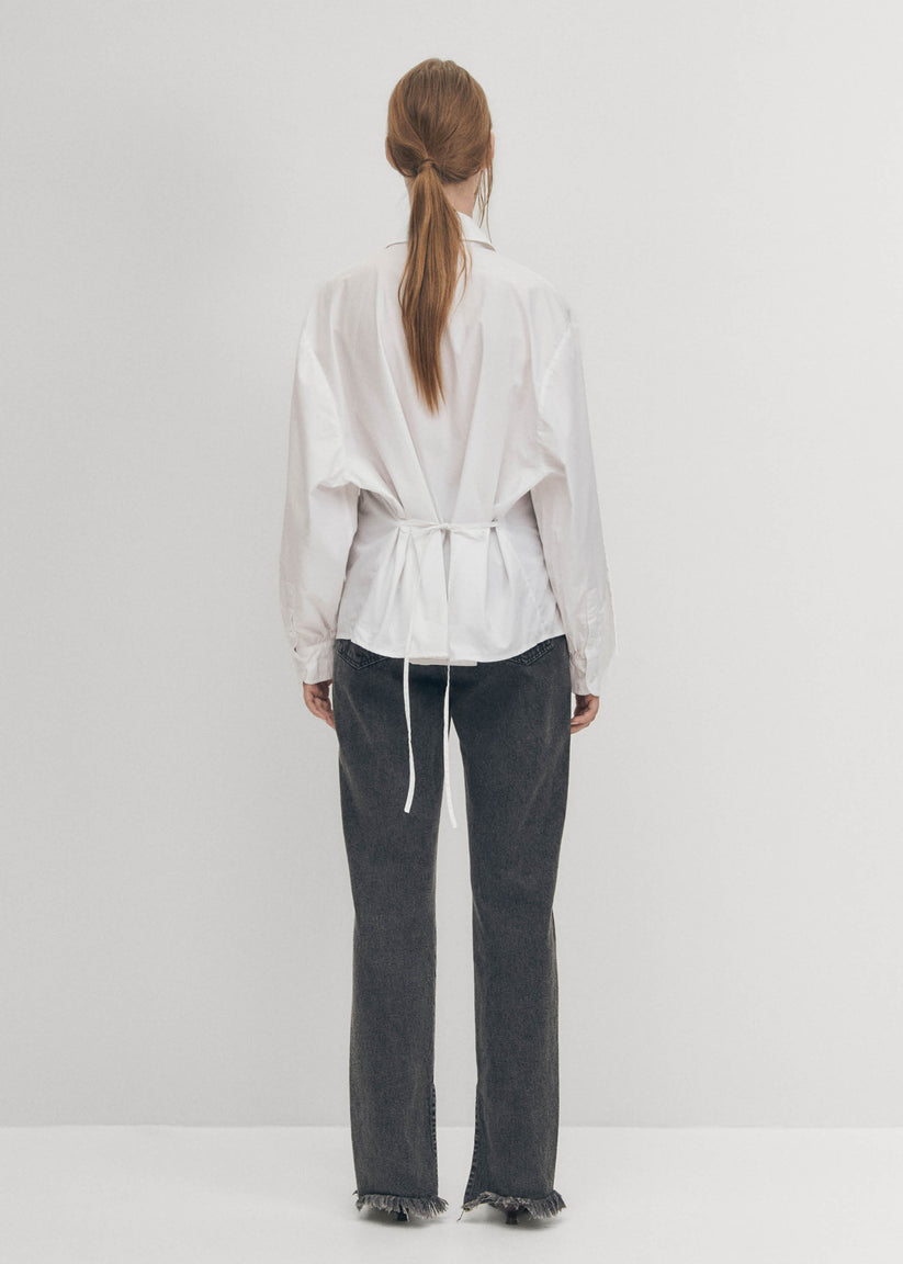 Alohas Sugar Camisa blanca de algodón con lazo en la espalda 2025
