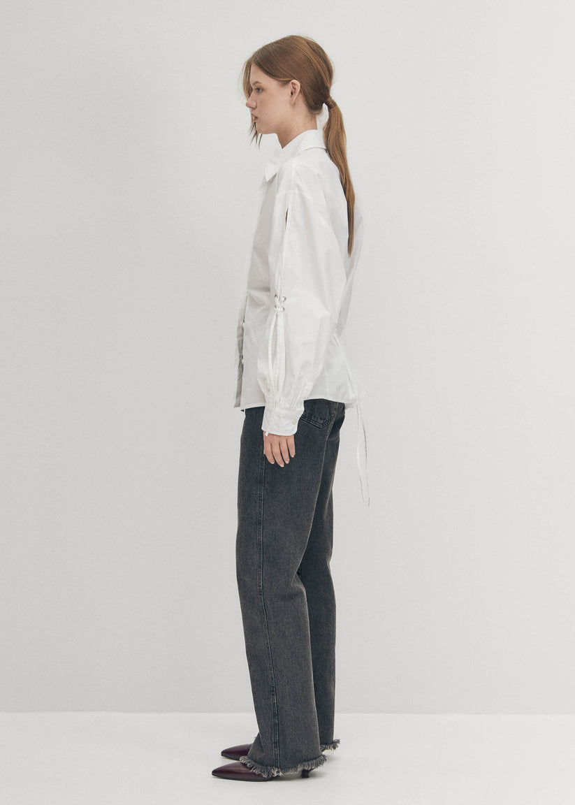 Alohas Sugar Camisa blanca de algodón con lazo en la espalda 2025