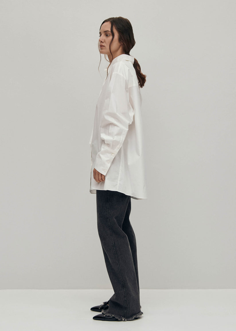 Alohas Sempe Camisa blanca de algodón con lazo al cuello Outlet online
