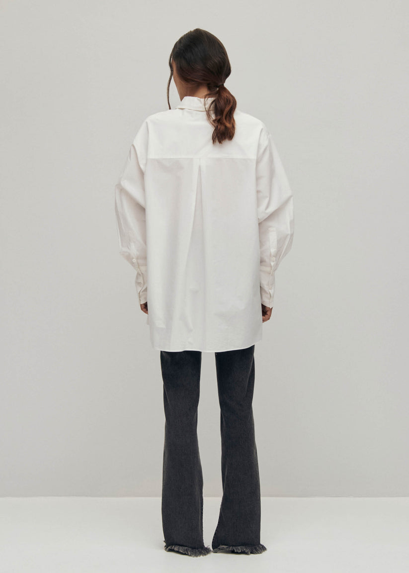 Alohas Sempe Camisa blanca de algodón con lazo al cuello Outlet online
