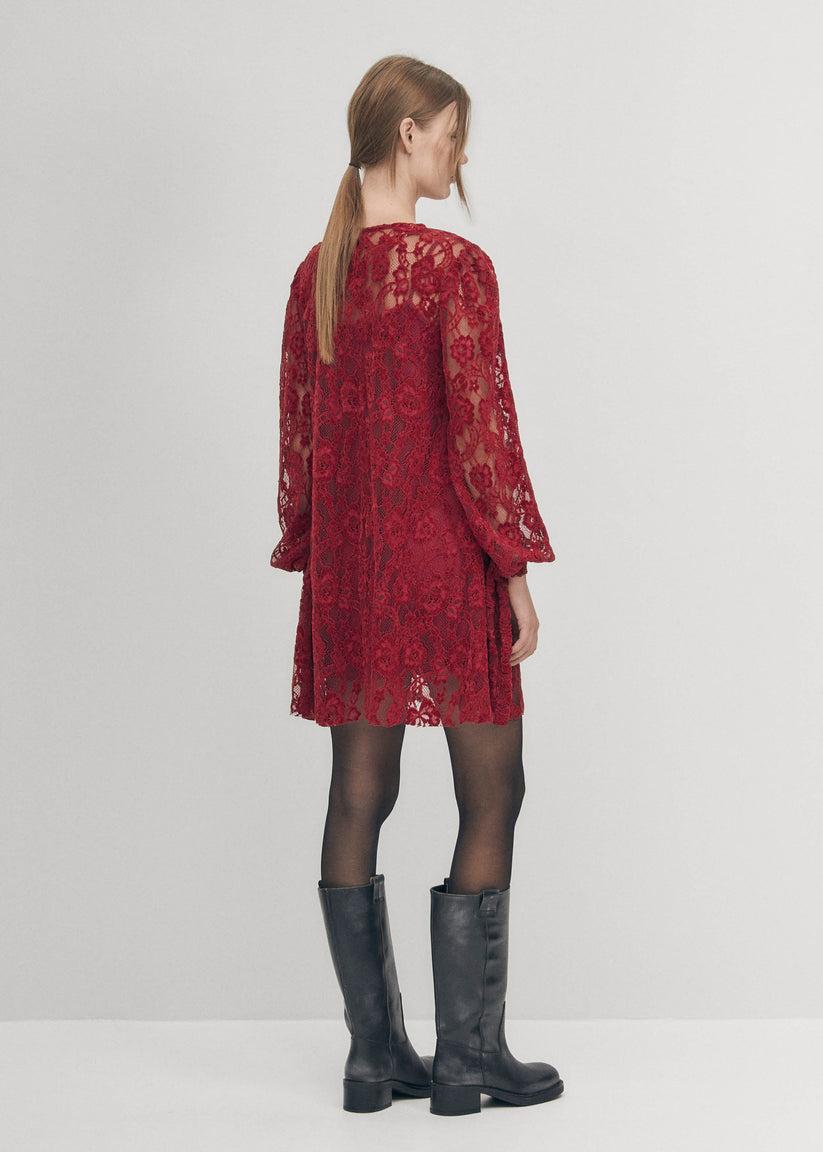 Alohas Dablon Encaje Vestido Burdeos Promoción trimestral