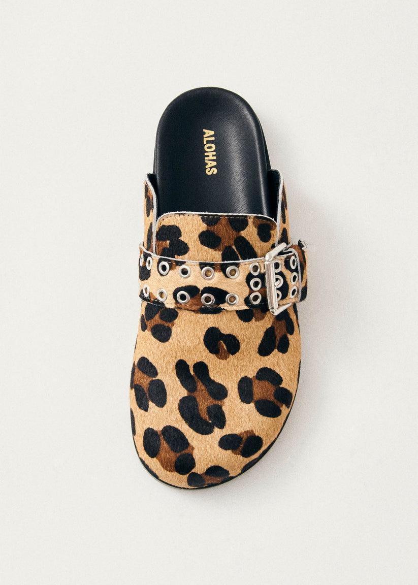 Alohas Halia Zuecos de Cuero Efecto Leopardo Envío internacional gratuito