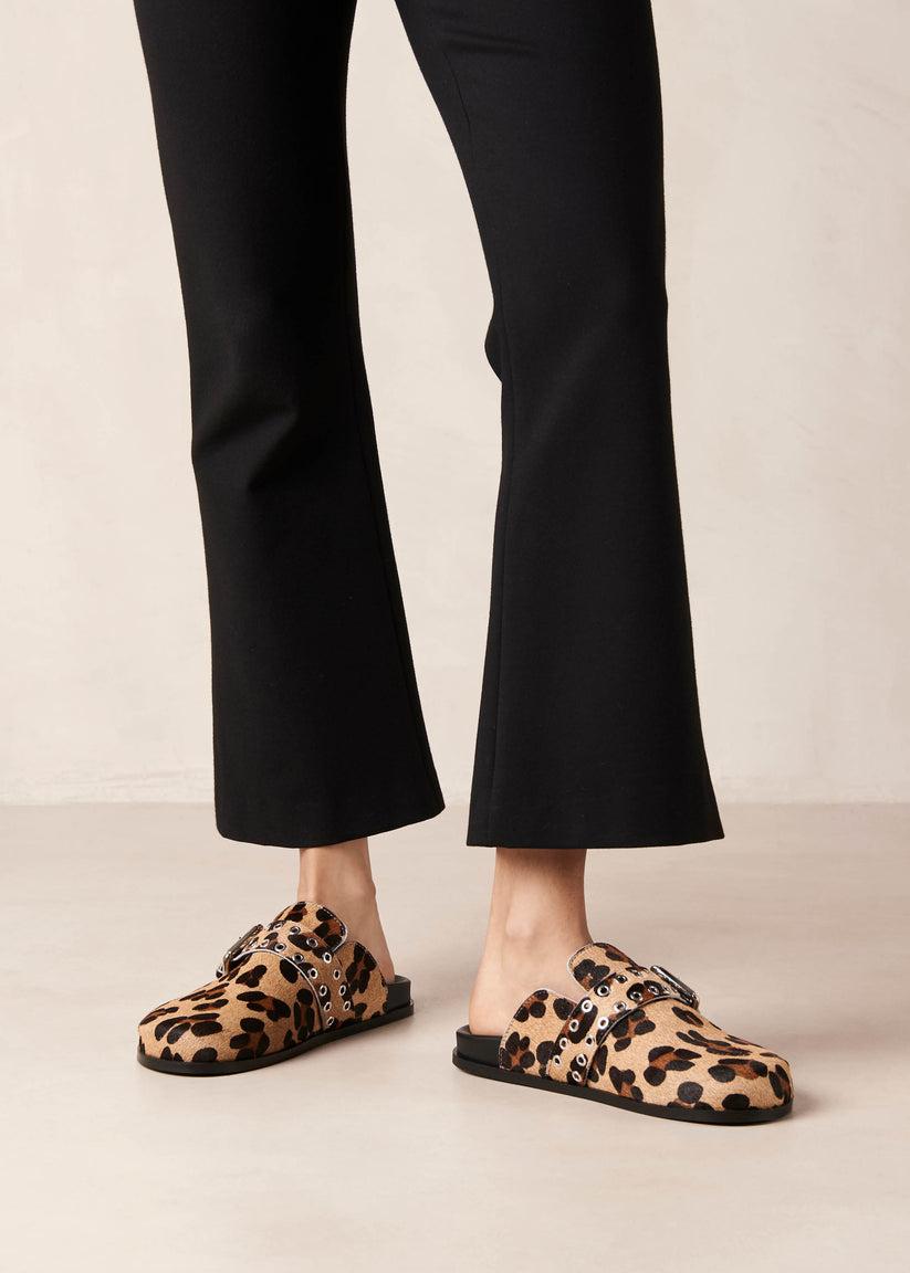 Alohas Halia Zuecos de Cuero Efecto Leopardo Envío internacional gratuito