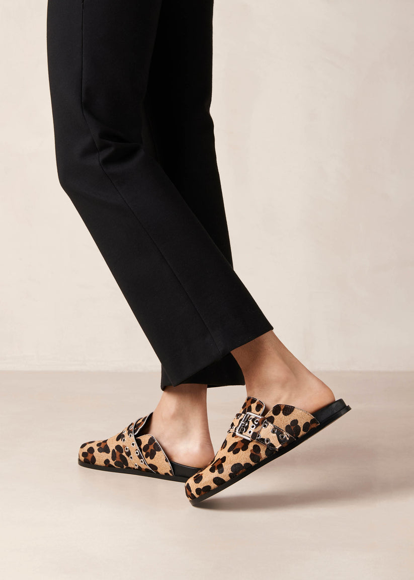 Alohas Halia Zuecos de Cuero Efecto Leopardo Envío internacional gratuito