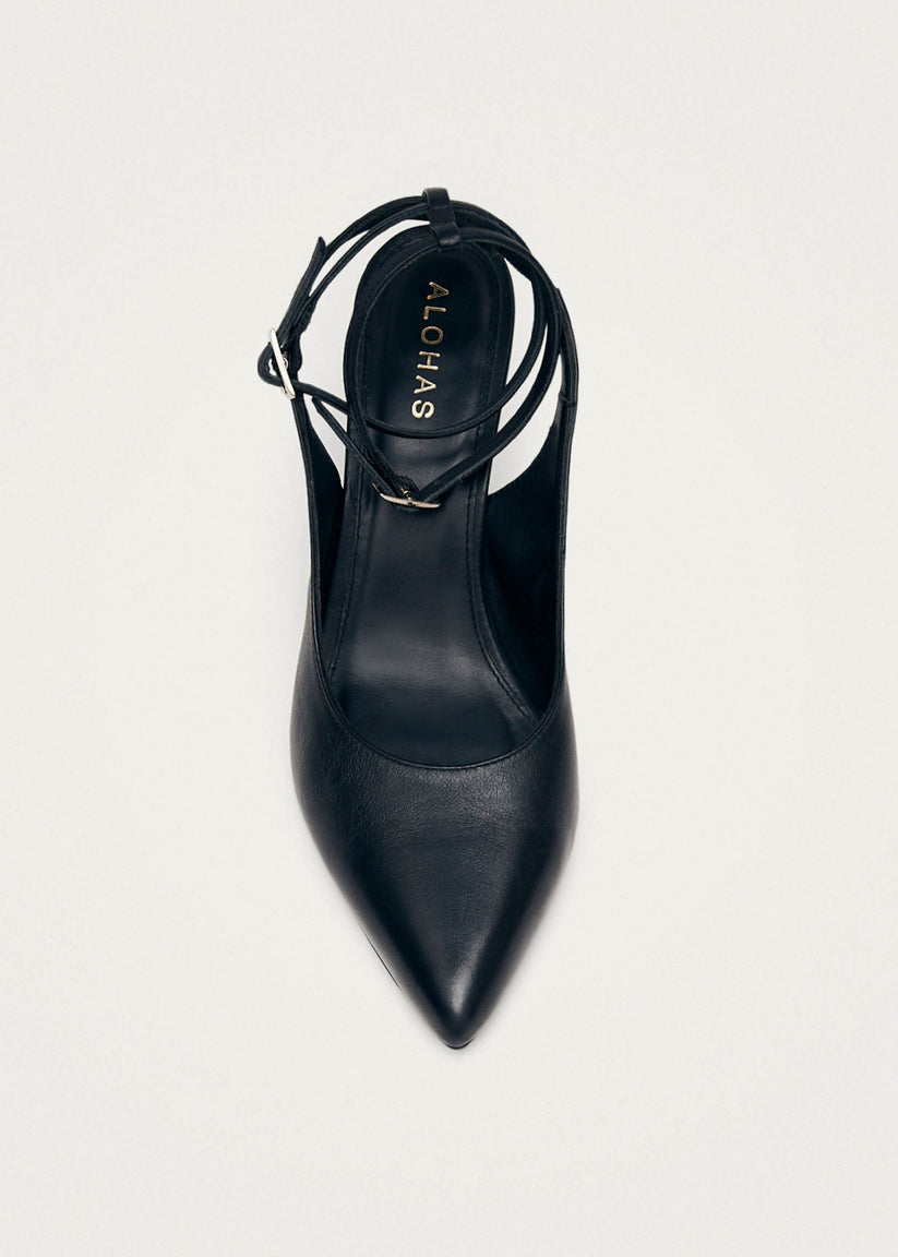 Alohas Louise Tacones Negros de Piel Ahorra y exporta