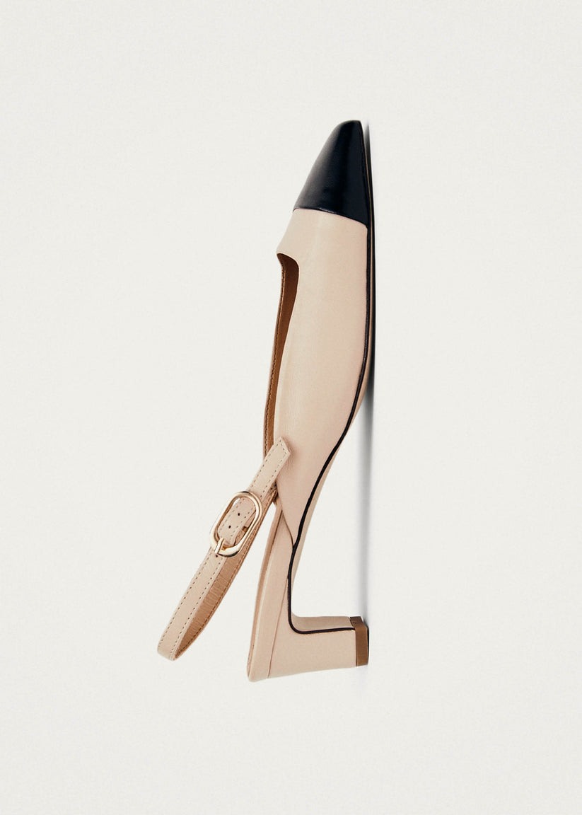 Alohas Lindy Tacones Bicolores de Cuero Negro y Color Crema Oferta exclusiva