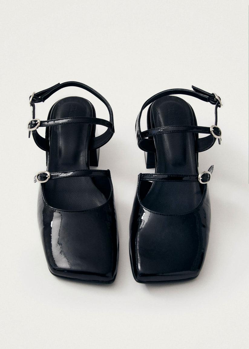 Alohas Withnee Onix Tacones de Cuero Negro Descuento por venta flash