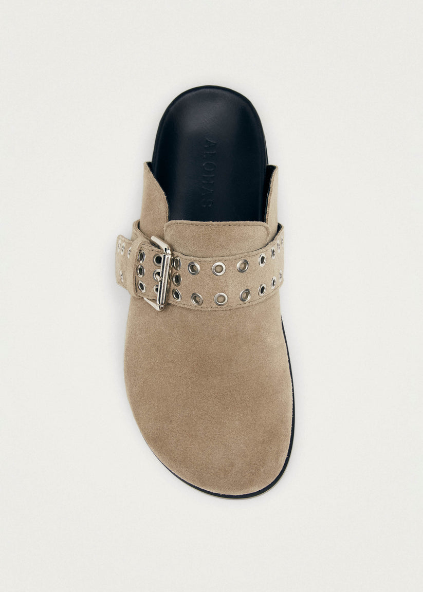 Alohas Halia Zuecos de Cuero Beige Ofertas de temporada