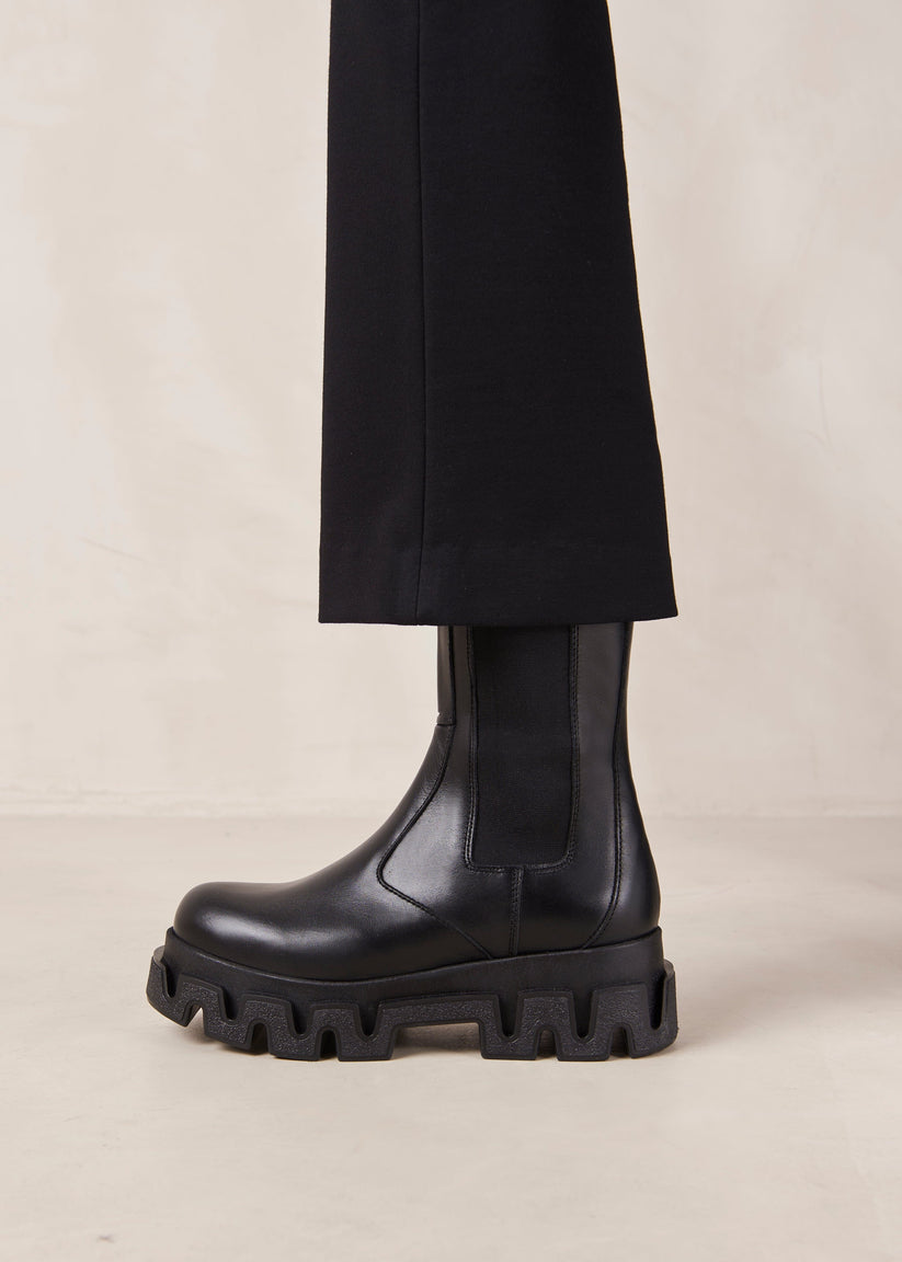 Alohas Anastasia Black Leather Ankle Boots Rebajas de fin de temporada