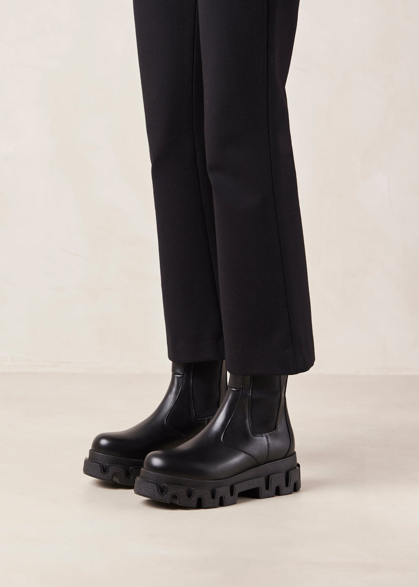 Alohas Anastasia Black Leather Ankle Boots Rebajas de fin de temporada