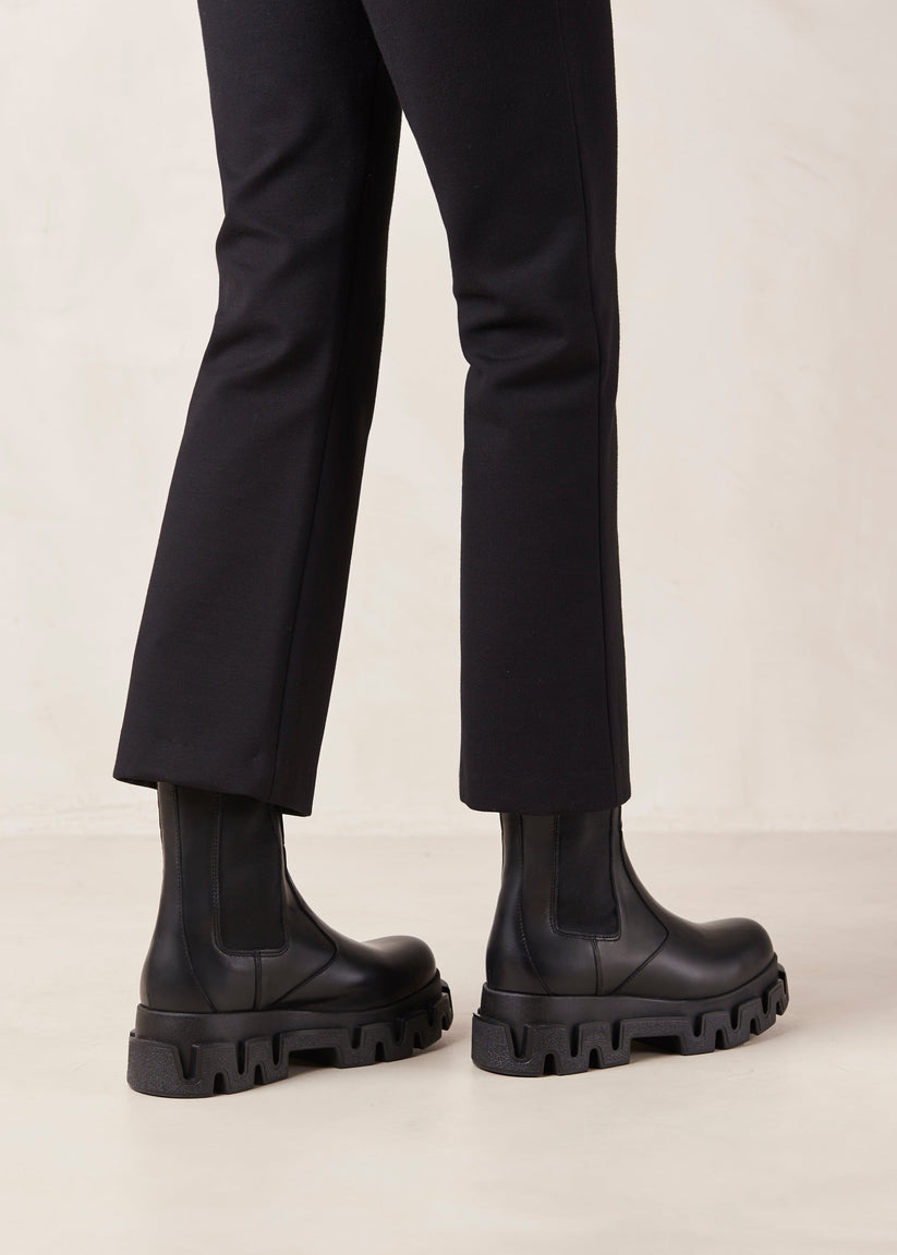 Alohas Anastasia Black Leather Ankle Boots Rebajas de fin de temporada