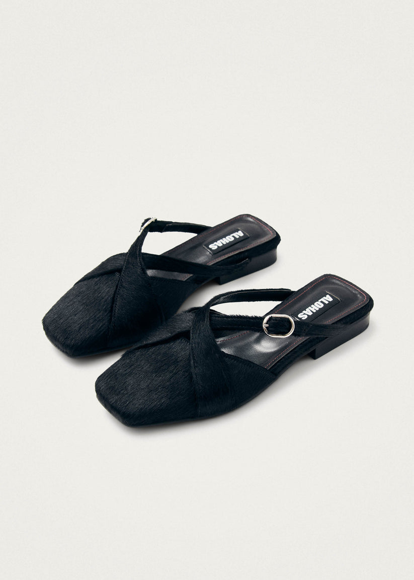 Alohas Adria Soft Mules de Cuero Negro Rebajas