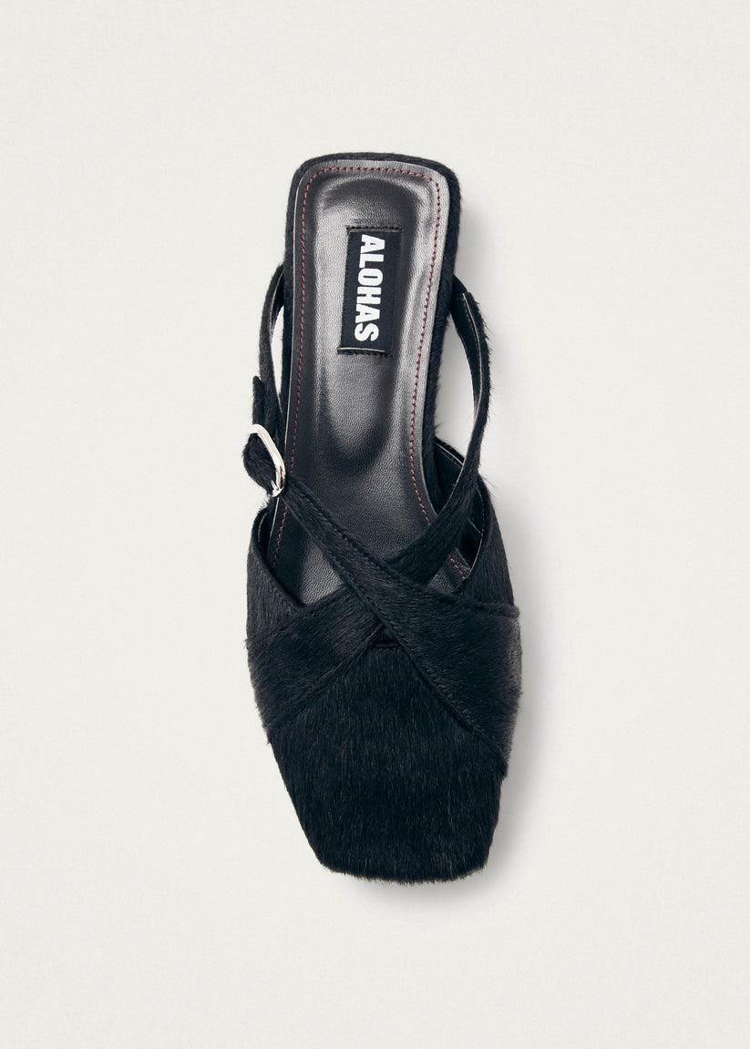 Alohas Adria Soft Mules de Cuero Negro Rebajas