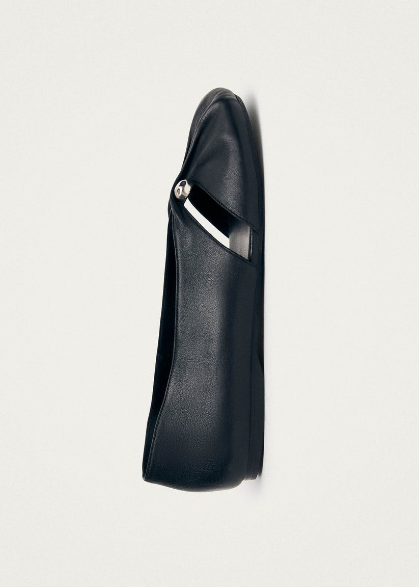Alohas Ravena Black Leather Ballet Flats Rebajas de fábrica