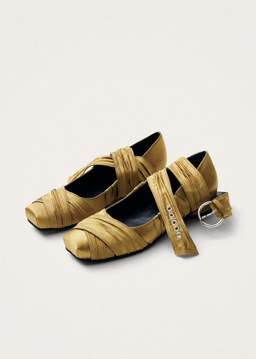 Alohas Volant Silky Bailarinas Color Dorado Oscuro Ventas relámpago