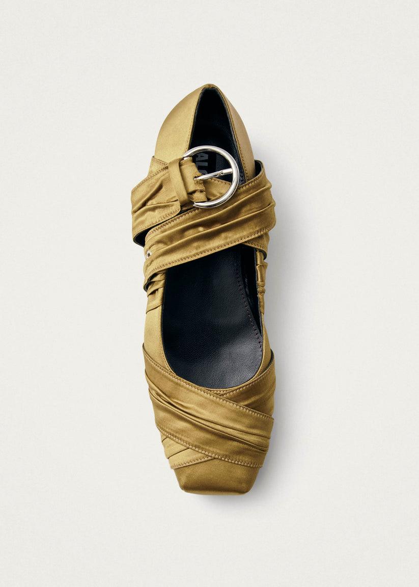 Alohas Volant Silky Bailarinas Color Dorado Oscuro Ventas relámpago