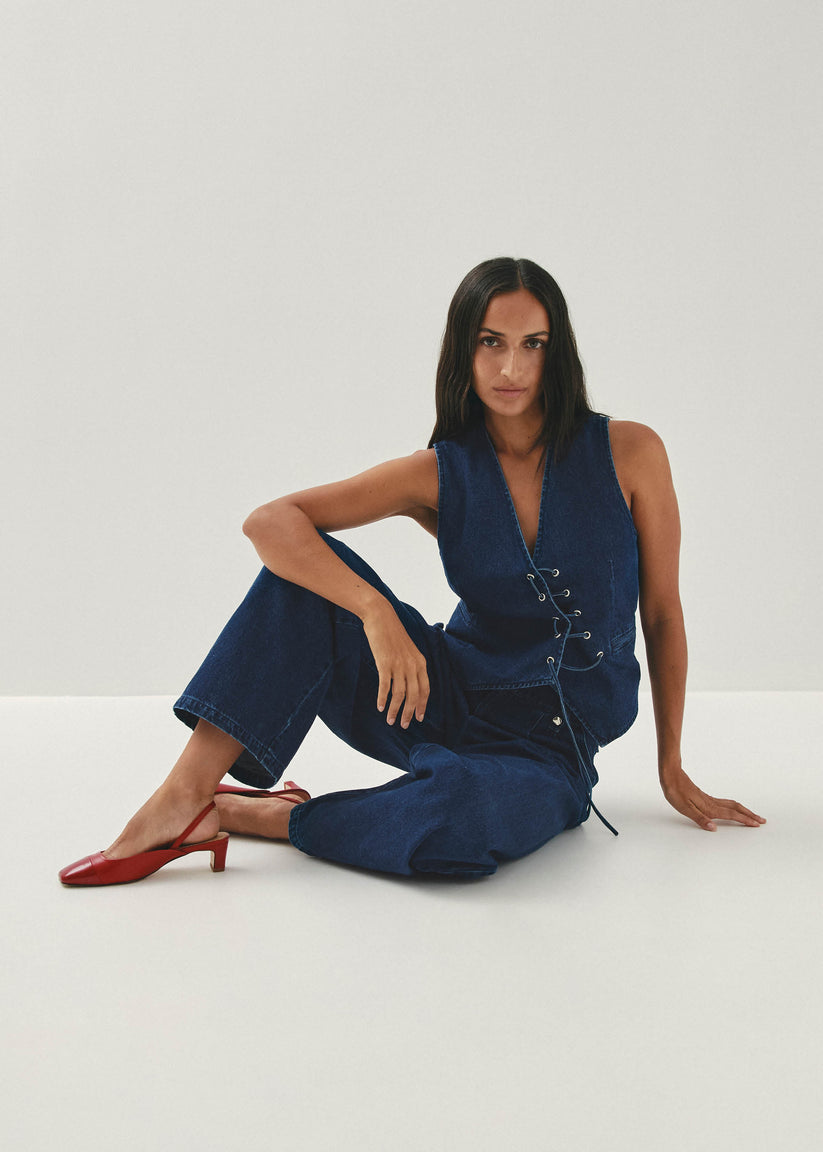Alohas Lindy Bliss Tacones de Cuero Rojo Oferta especial