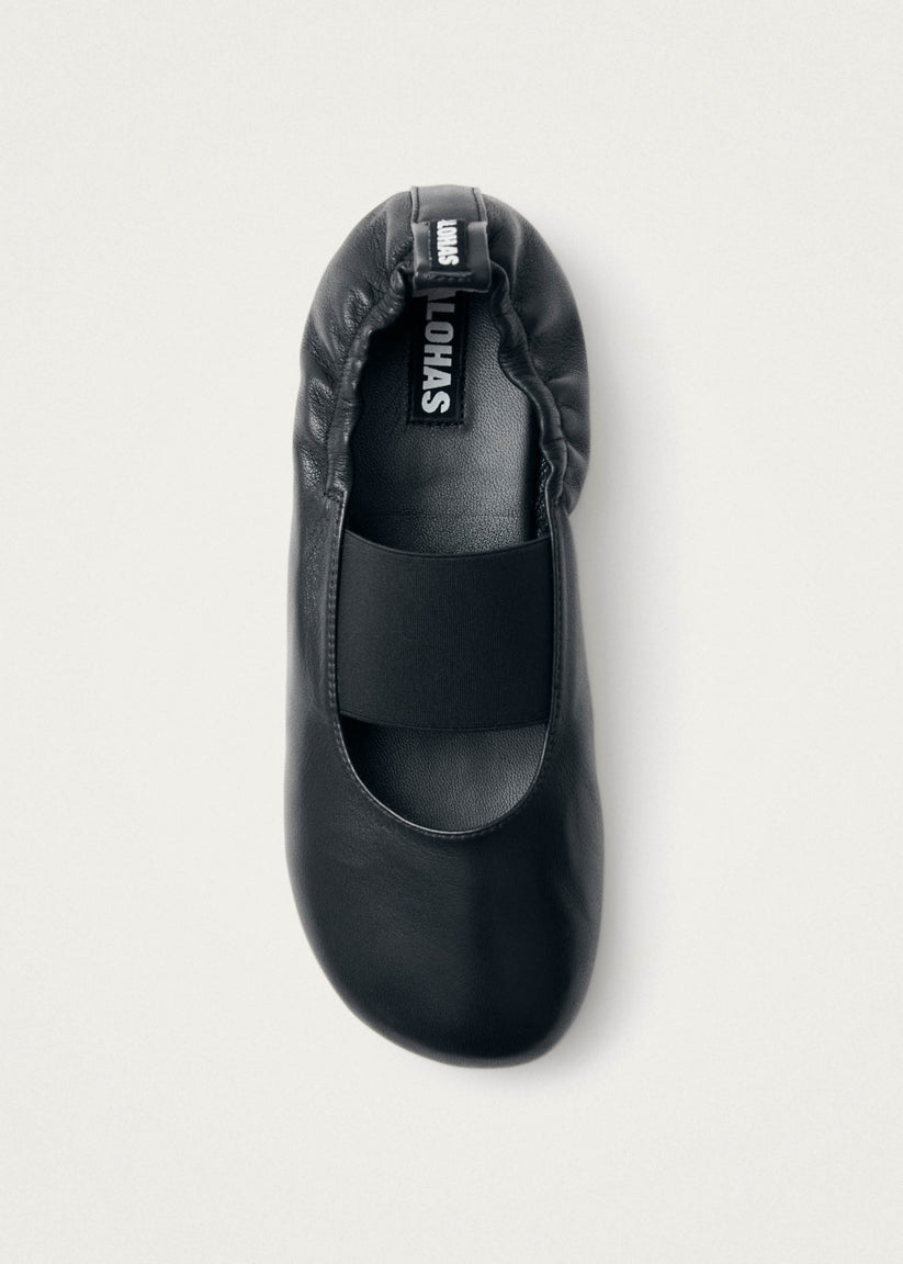 Alohas Sutton Bailarinas de Cuero Negro Oferta exclusiva
