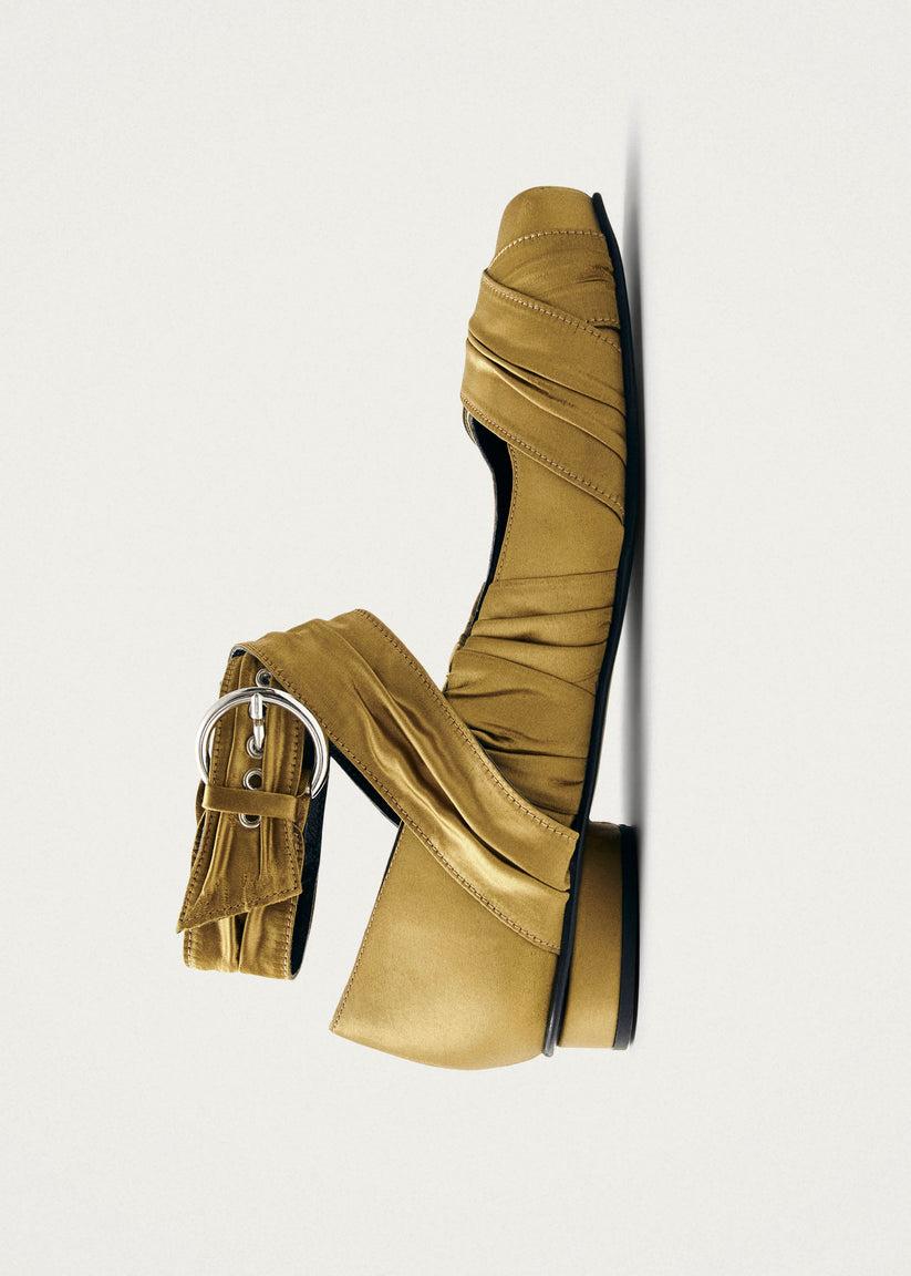 Alohas Volant Silky Bailarinas Color Dorado Oscuro Última moda