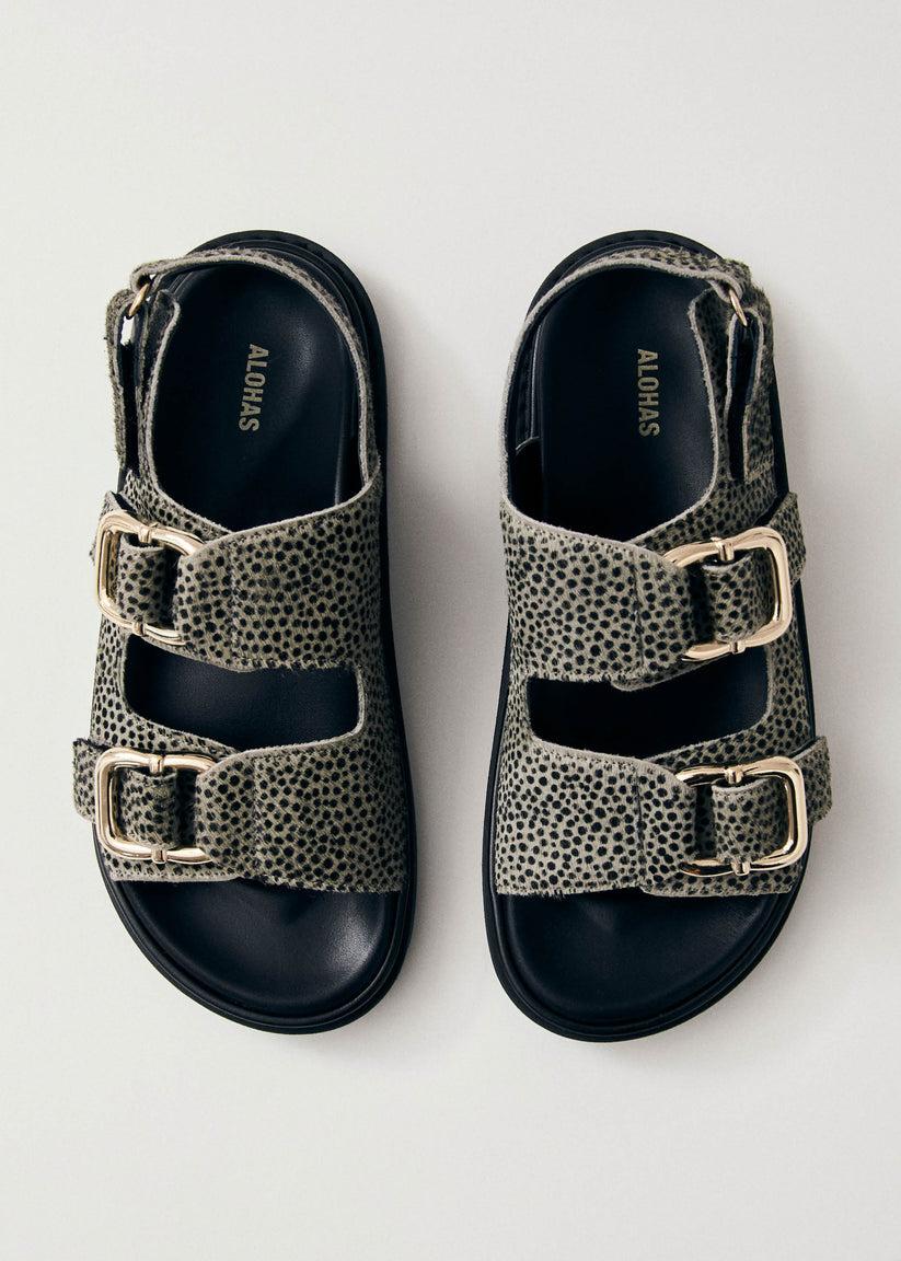Alohas Harper Soft Grey Leather Sandals En línea