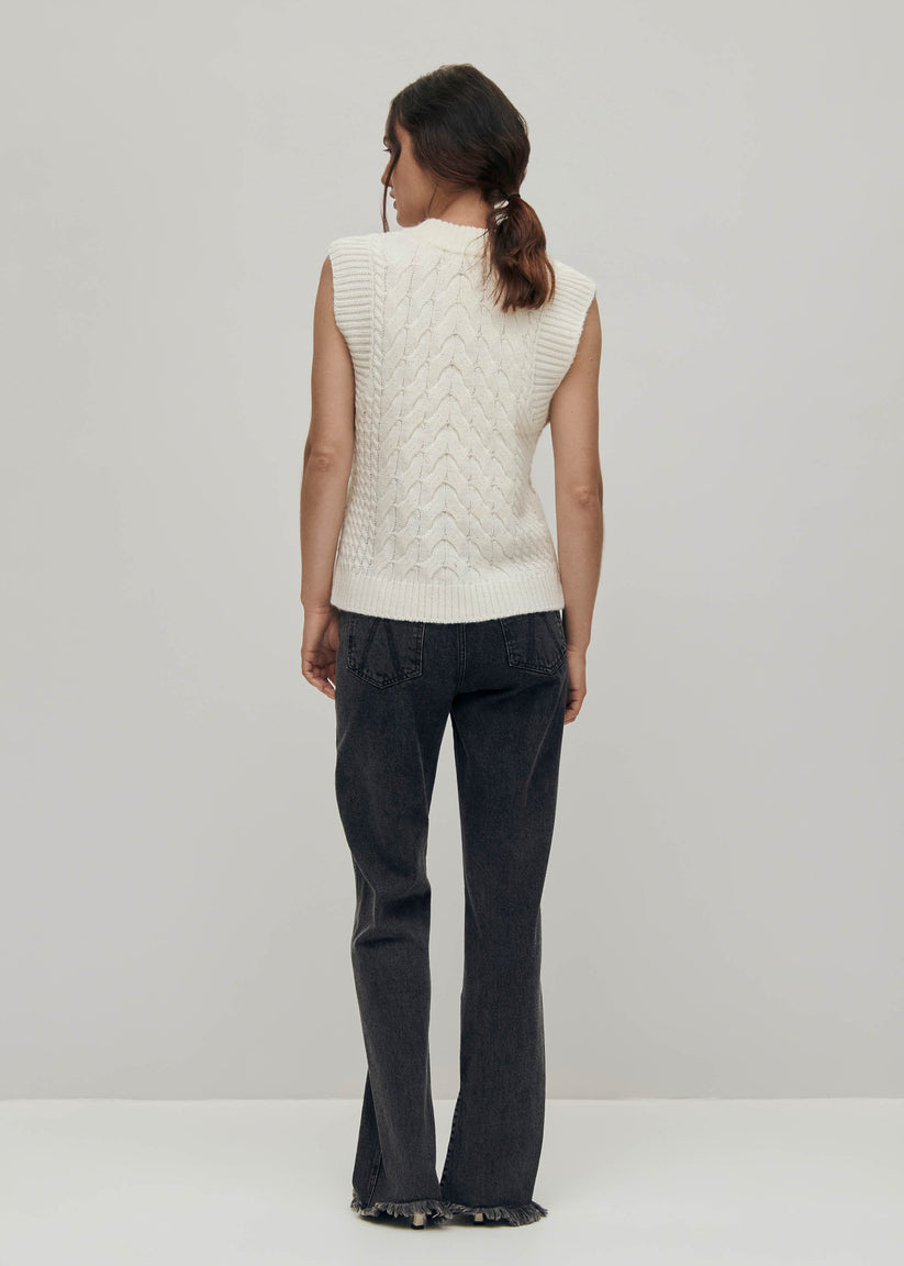 Alohas Cosy Chaleco de Punto Blanco Venta caliente