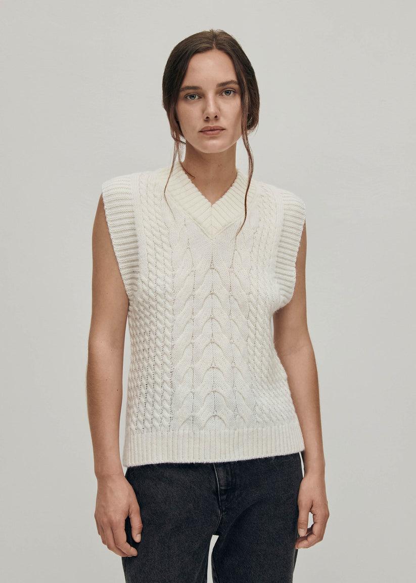 Alohas Cosy Chaleco de Punto Blanco Venta caliente