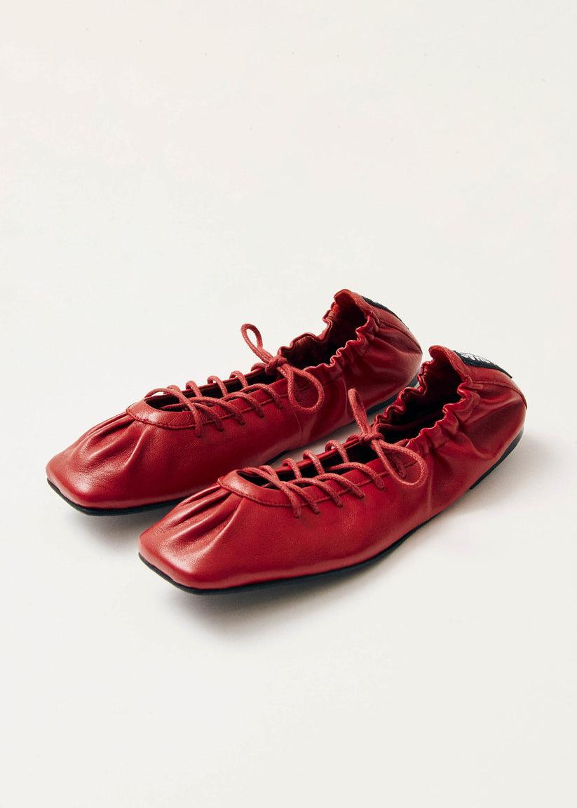 Alohas Aureline Bailarinas de Cuero Rojo Rebajas de fábrica
