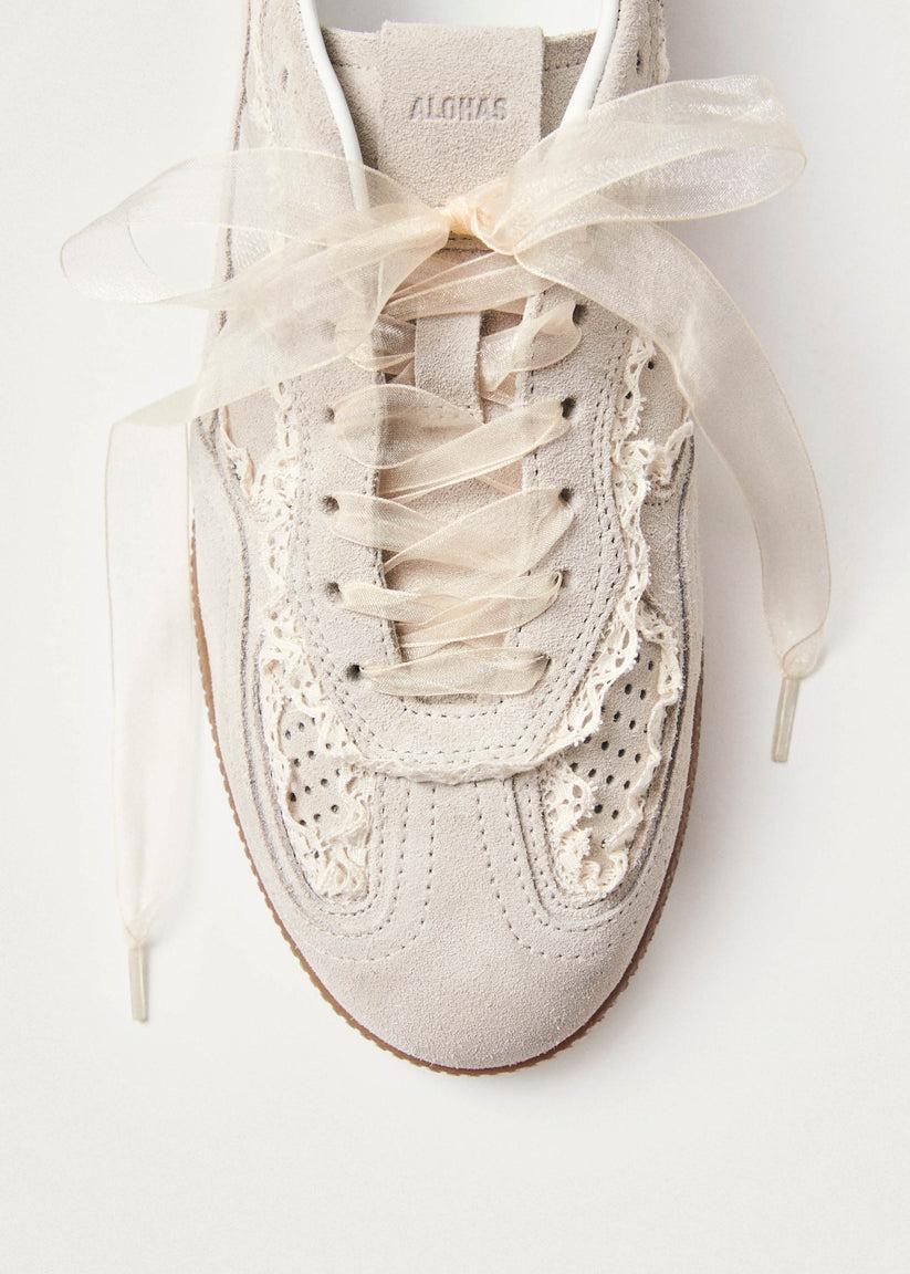 Alohas Tb.490 Zapatillas de Cuero Crema con Crochet Tienda