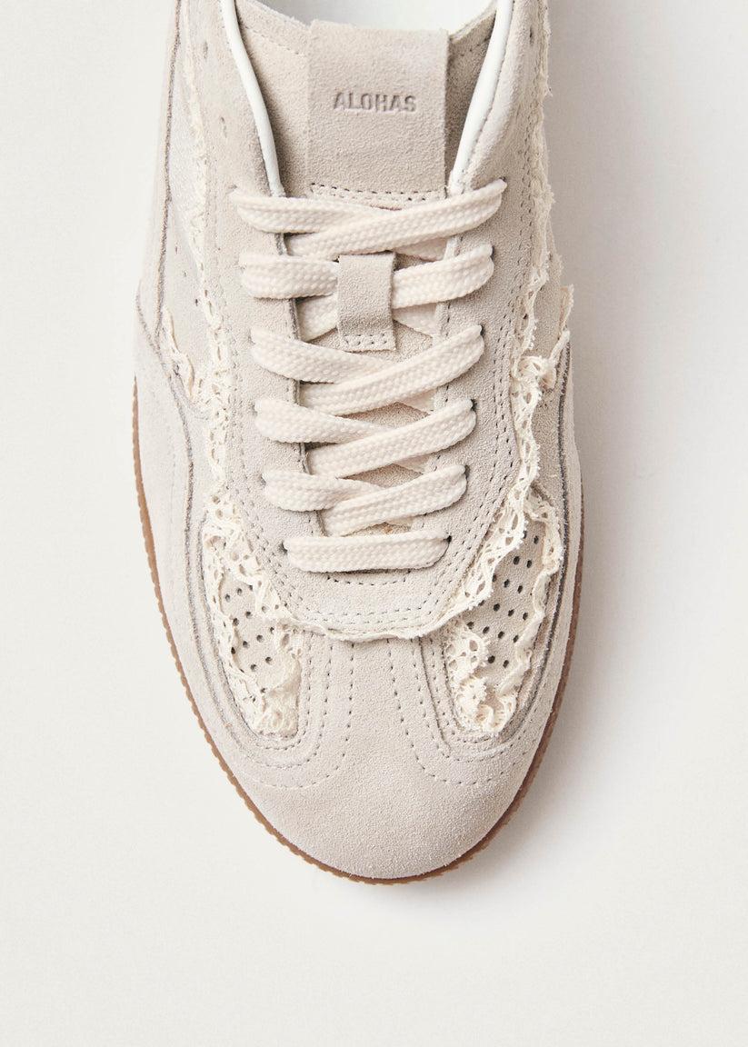 Alohas Tb.490 Zapatillas de Cuero Crema con Crochet Tienda
