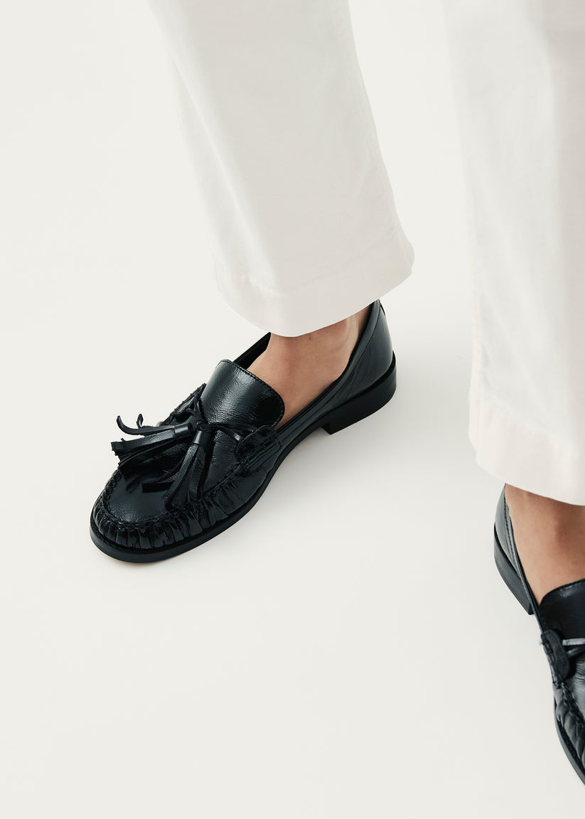 Alohas Marietta Onix Mocasines de Cuero Negro Último día