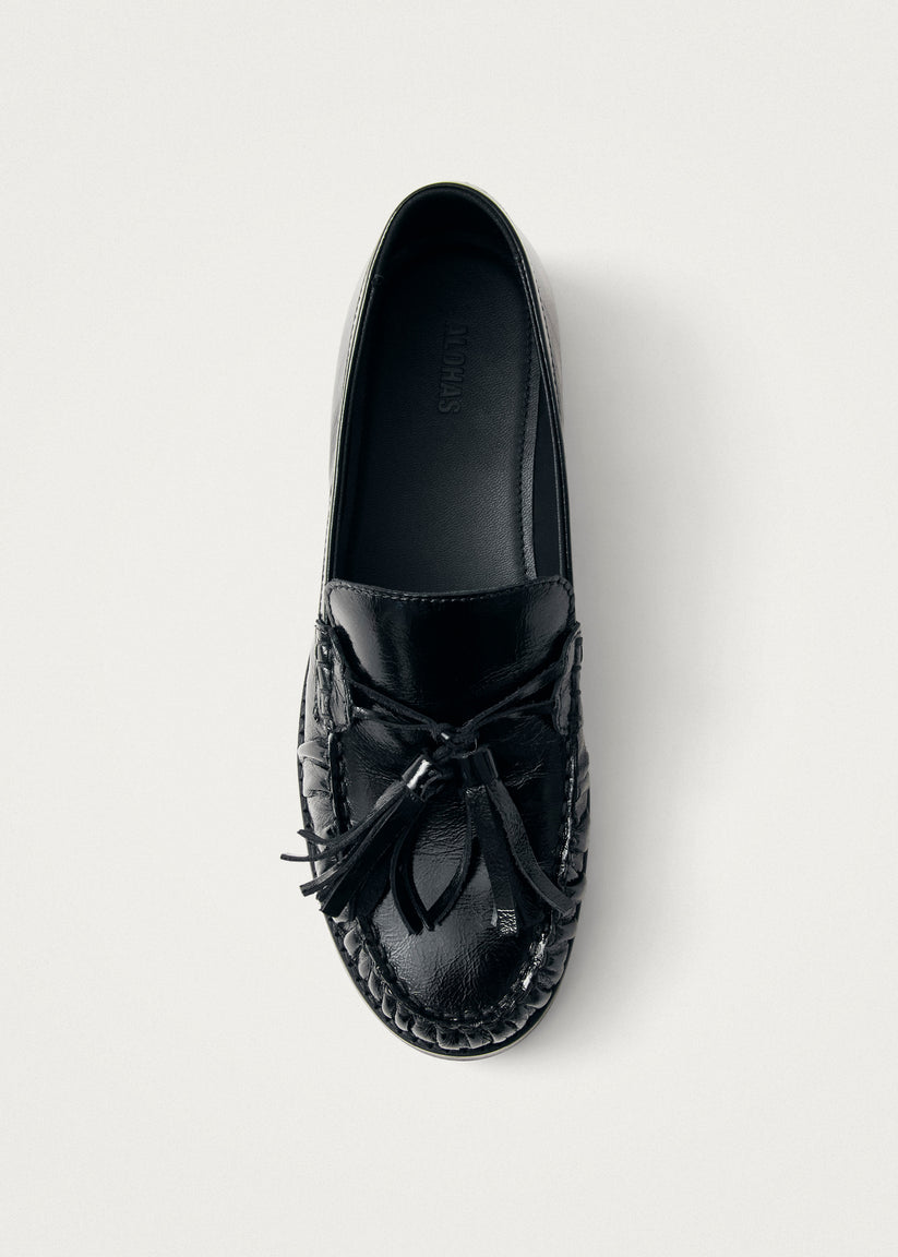 Alohas Marietta Onix Mocasines de Cuero Negro Último día