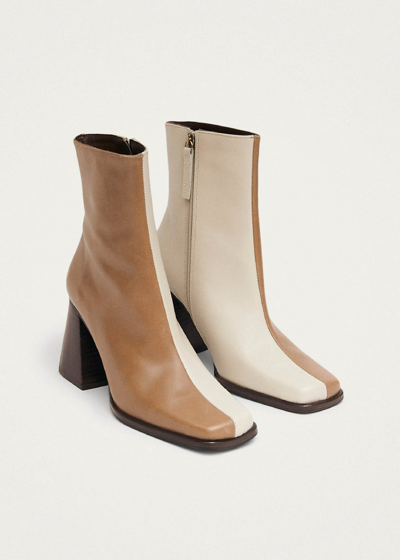 Alohas South Bicolor Botas de Piel Marrón y Beige Limitado a 3 días