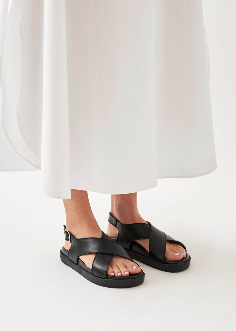 Alohas Nico Sandalias de Cuero Negro En oferta