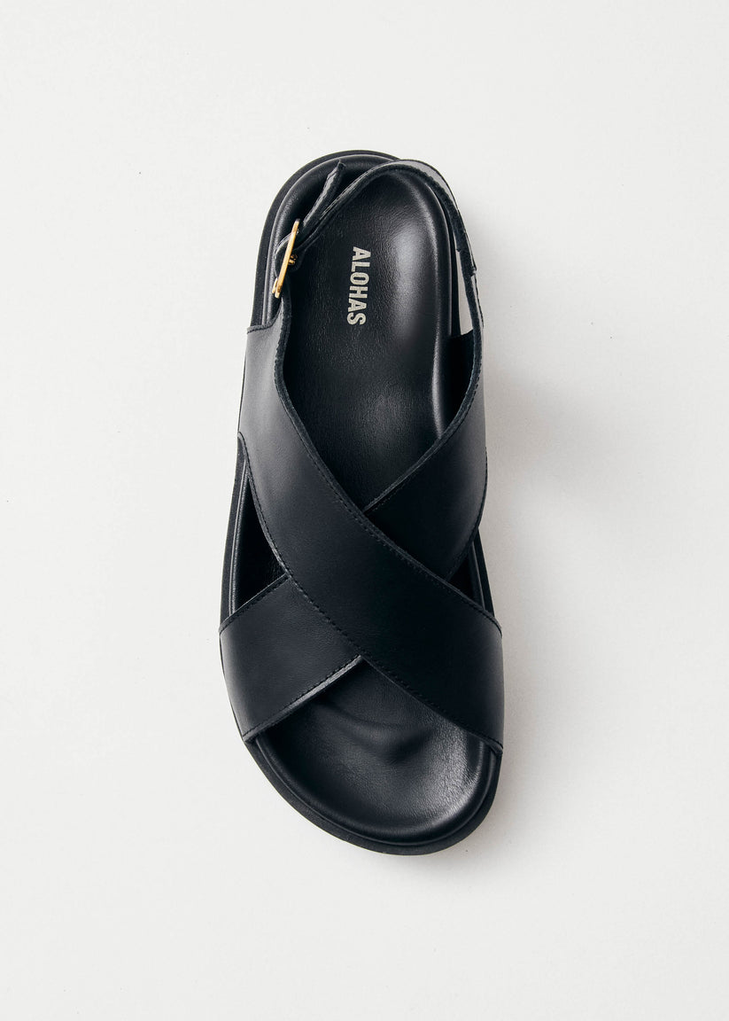 Alohas Nico Sandalias de Cuero Negro En oferta