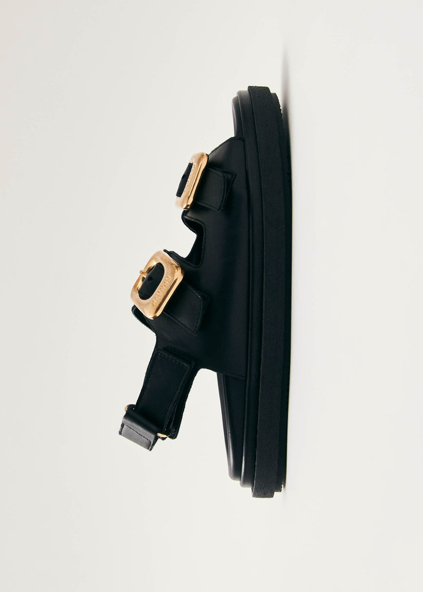 Alohas Daria Sandalias de Cuero Negro Descuento por venta flash