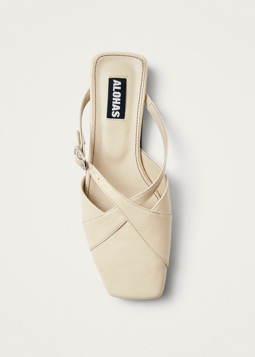 Alohas Adria Onix Mules de Cuero Color Crema Outlet