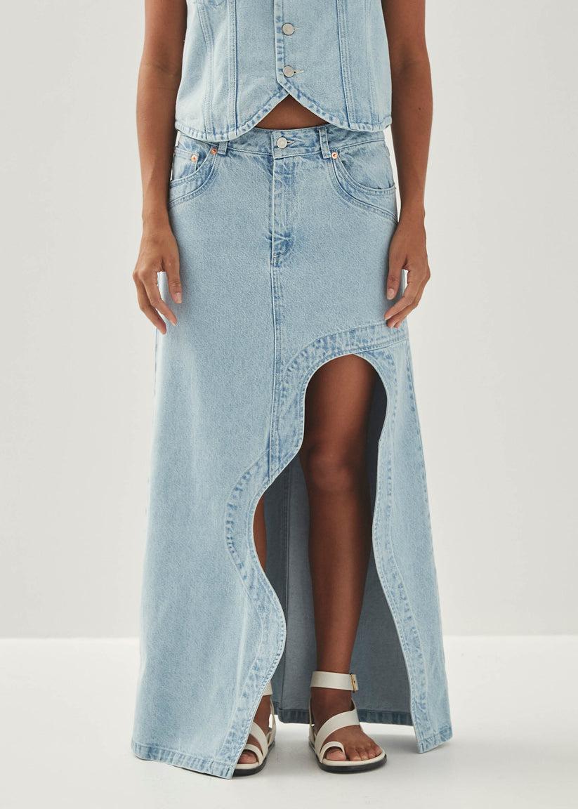 Alohas Carmina Falda de Tejido Denim Color Azul Claro Rebajas