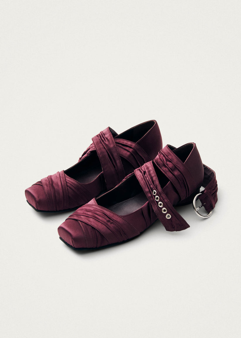 Alohas Volant Silky Bailarinas Burdeos Venta caliente