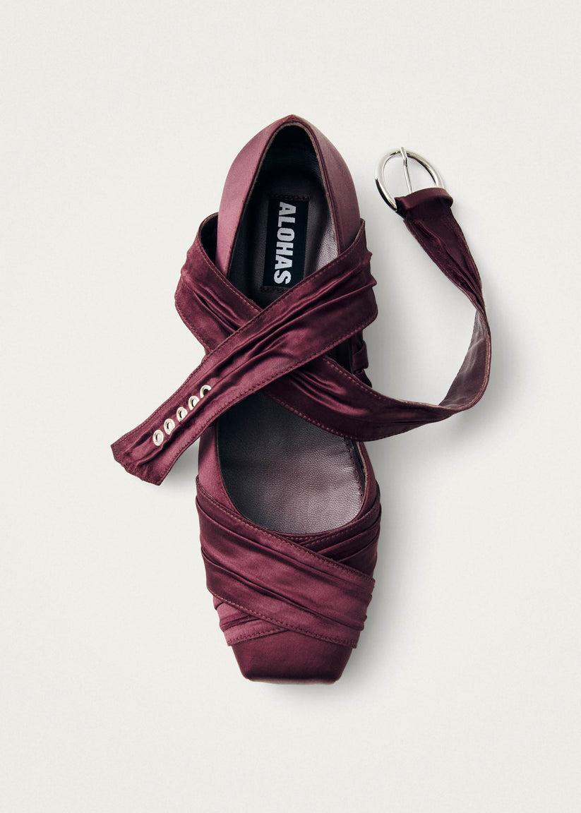Alohas Volant Silky Bailarinas Burdeos Venta caliente
