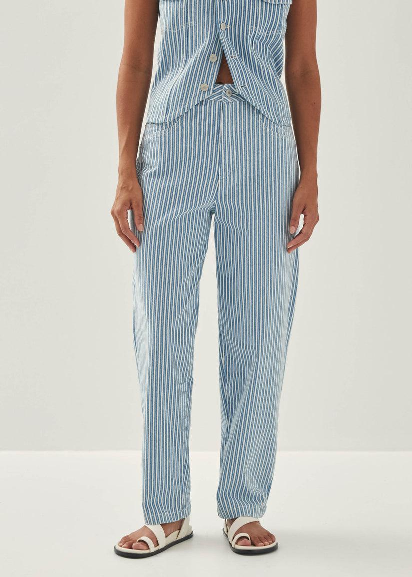 Alohas Lorenza Rayas de Denim Color Azul y Blanco Descuento