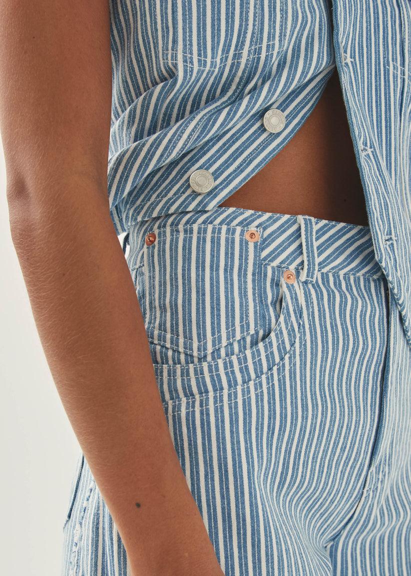 Alohas Lorenza Rayas de Denim Color Azul y Blanco Descuento