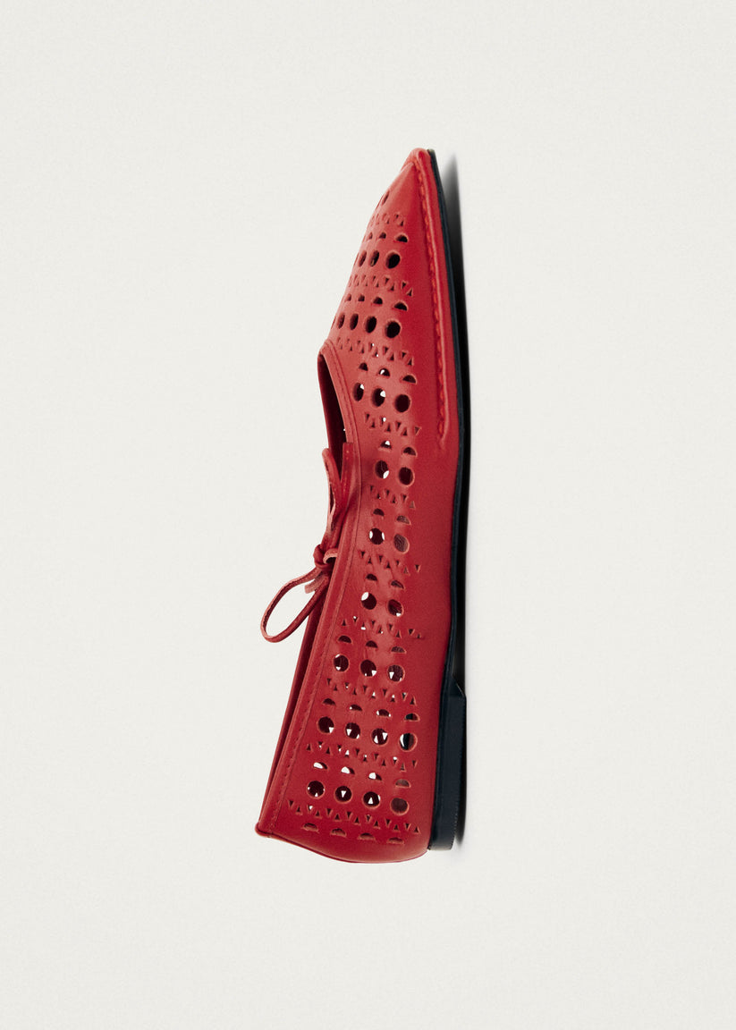 Alohas Sway Slit Bailarinas de Cuero Rojo Tienda