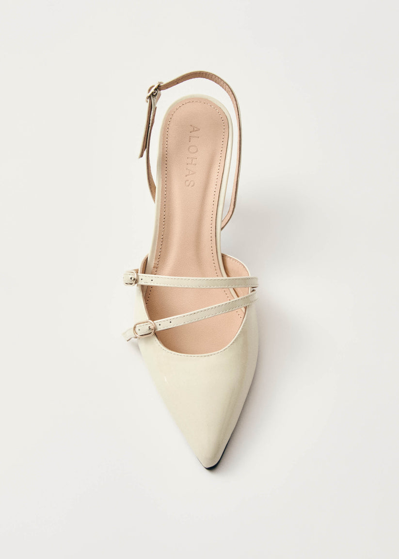 Alohas Joelle Onix Tacones de Cuero Color Crema Mejor oferta