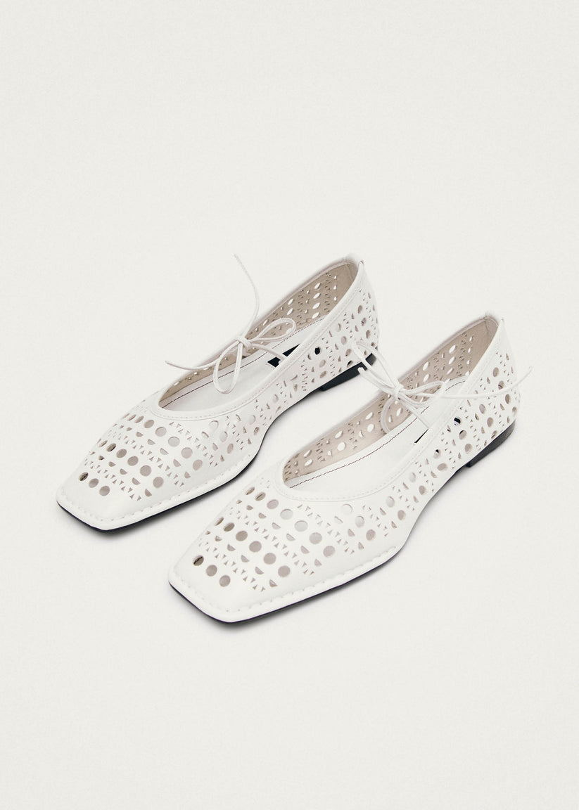 Alohas Sway Slit Bailarinas de Cuero Blanco Rebajas online