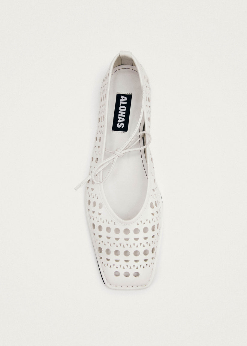 Alohas Sway Slit Bailarinas de Cuero Blanco Rebajas online