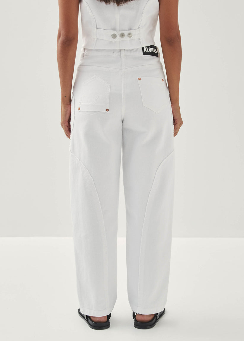 Alohas Lorenza Pantalones de Mezclilla Blancos Oferta especial