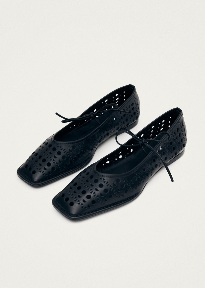 Alohas Sway Slit Bailarinas de Cuero Negro COMPRAR AHORA