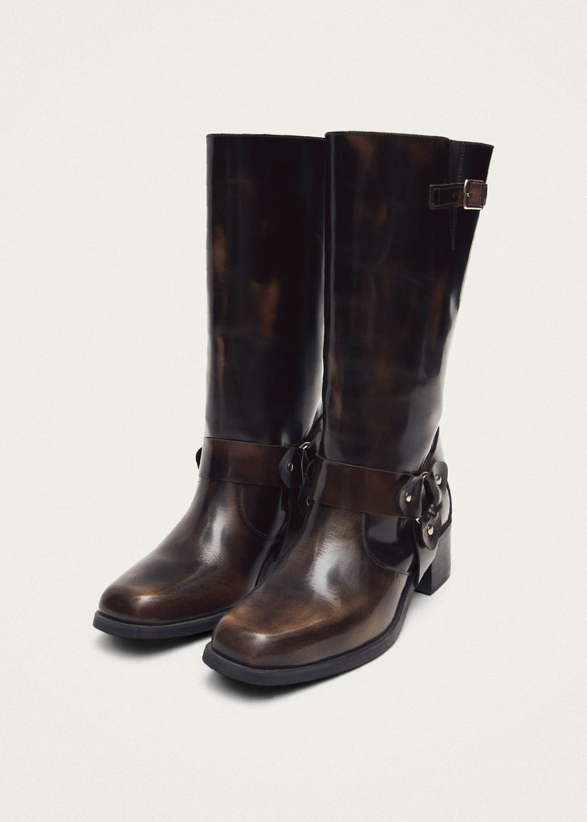 Alohas Rocky Brushed Botas de Cuero Marrón Ahorra y exporta